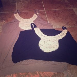 Bundle of 2 plus size tanks bead embroidered